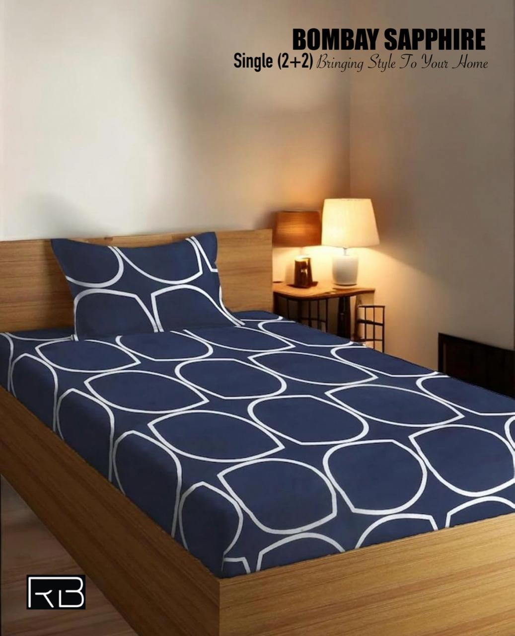 Premium Heavy Glace Cotton Bedsheet Set (2 Single Bedsheets + 2 Pillow Covers)